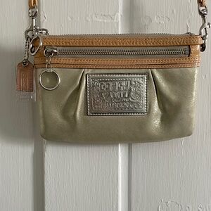 Coach Metallic Gold and Tan Wristlet